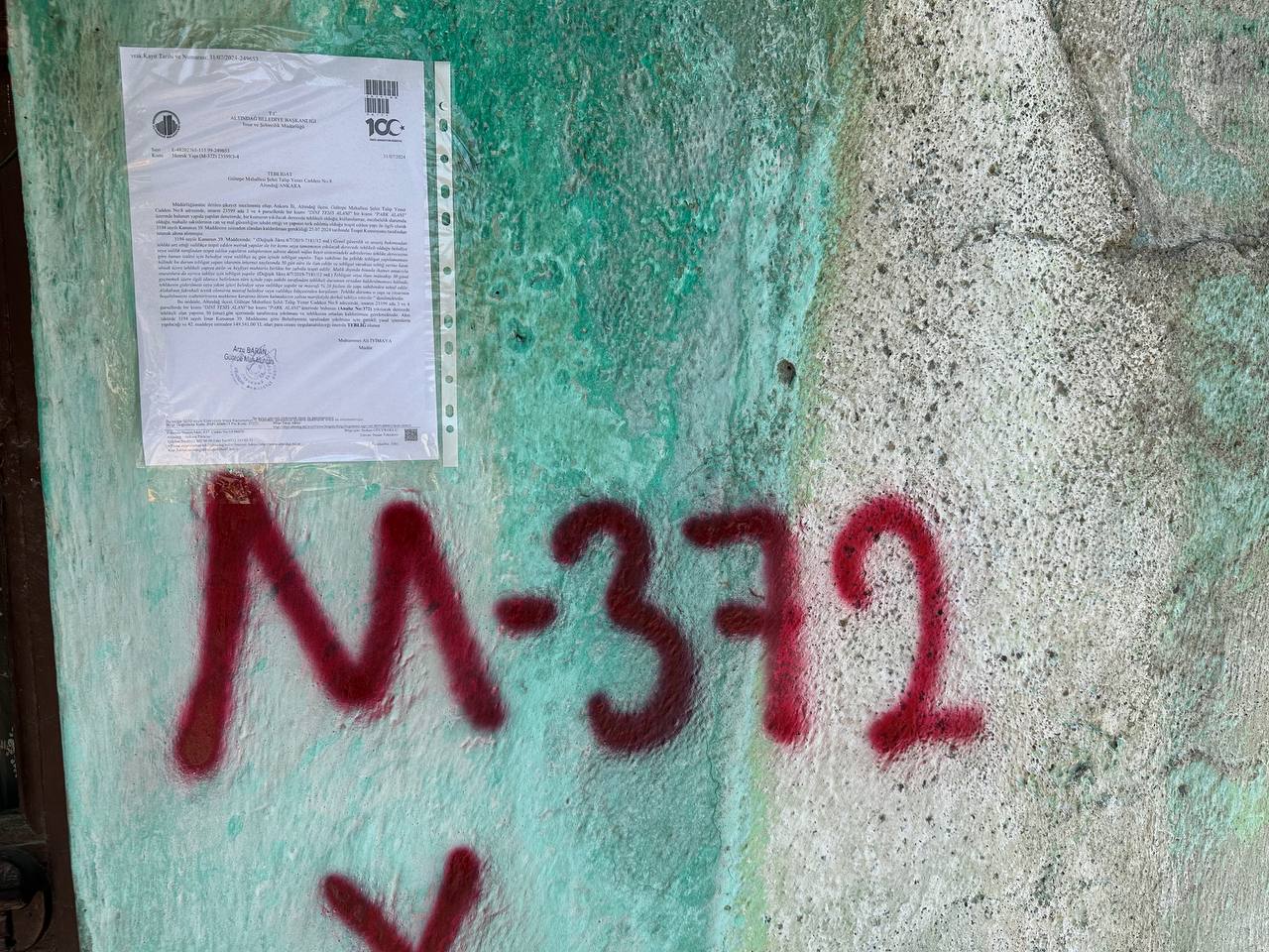 Gültepe District Şehit Talip Yener Caddesi No:8 Demolition Notification