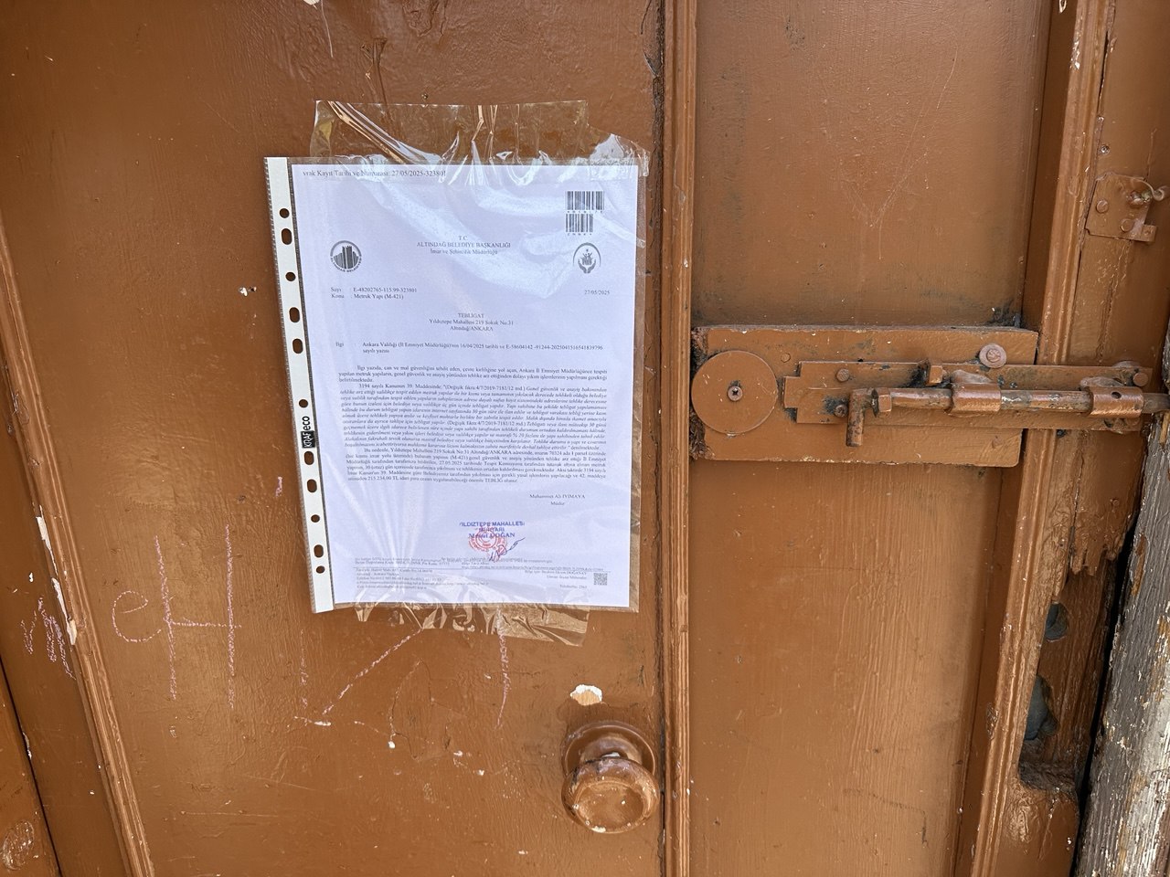 Yıldıztepe District 219 Street No:7 Demolition Notification