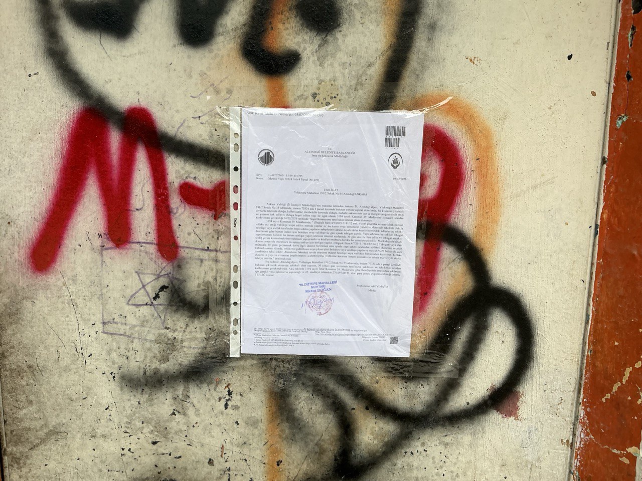 Yıldıztepe Mahallesi 191/2.Sokak No:35 Altındağ/ANKARA Demolition Notification
