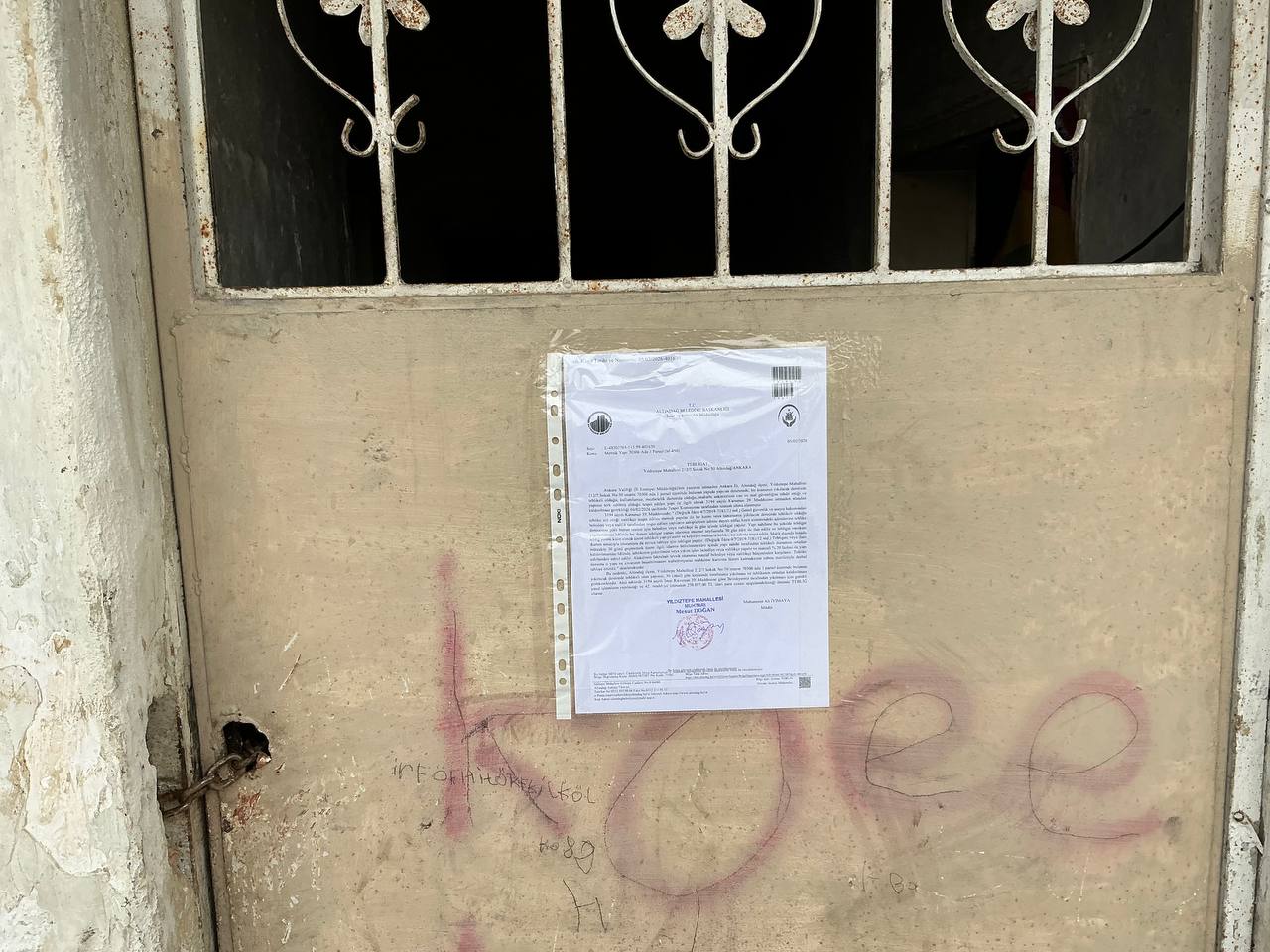 Yıldıztepe Mahallesi 212/7.Sokak No:50 Altındağ/ANKARA Demolition Notification